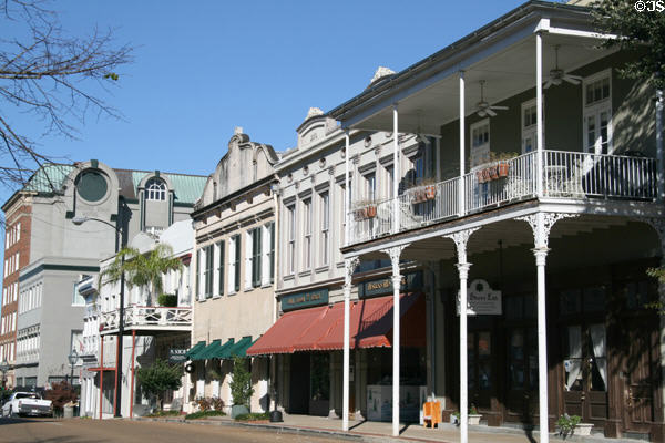 Streetscape of Natchez Main Street from Commerce to Eola Hotel. Natchez, MS.