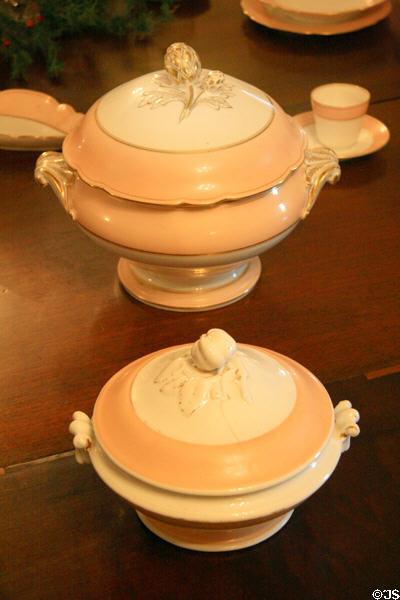 Serving dishes in dining room of Longwood. Natchez, MS.