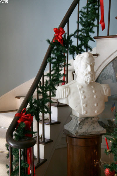 Bust in curved stairway of Monmouth mansion. Natchez, MS.