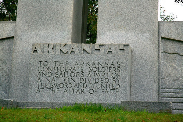 Arkansas dedication on State Memorial. Vicksburg, MS.