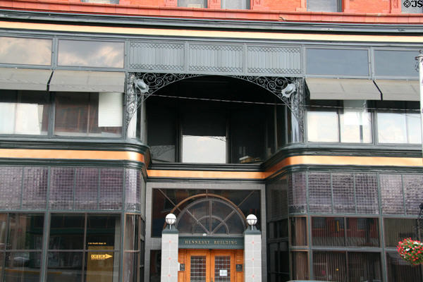 Wrought iron & glass portal of Hennessy Building. Butte, MT.
