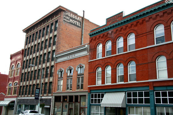 Broadway streetscape with I.O.G.T., Leggat, I.O.O.F., & Louis S. Cohn buildings. Butte, MT.