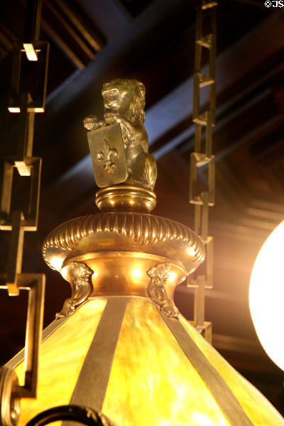 Lamp with lion in Moss Mansion. Billings, MT.