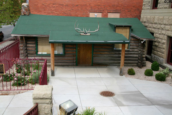 Western artist J.K. Ralston log cabin (1946) moved to Parmly Billings Public Library. Billings, MT.