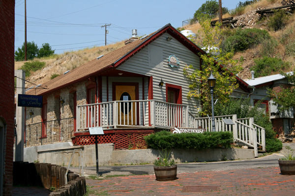 Stone House at Reeder's Alley (1880s) contained four small shotgun-style apartments. Helena, MT.