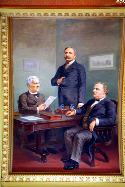 Proclamation of Statehood mural by F. Pedretti in Old State Supreme Court at Montana State Capitol. Helena, MT.