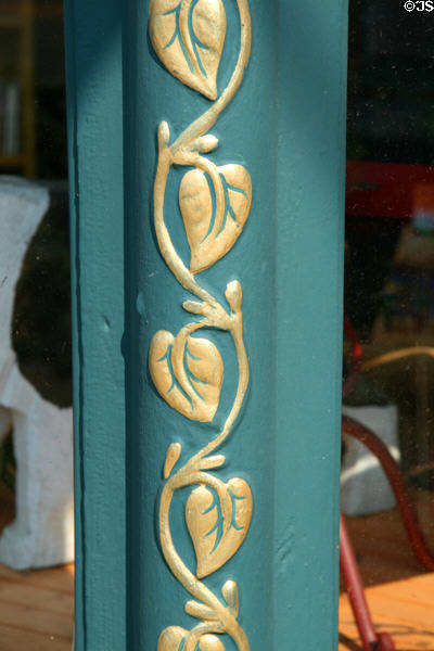 Cast iron leaf details of Metropolitan Meat Market. Virginia City, MT.