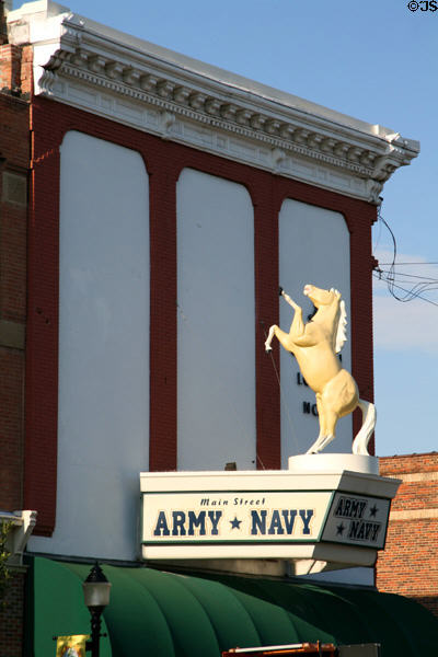 Golden horse on Masonic Temple building. Bozeman, MT.