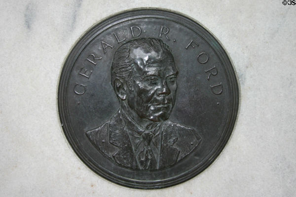 Portrait relief of President Gerald R. Ford at Conservation Center (1326 South 32nd St.). Omaha, NE.