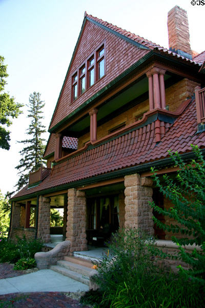 Stone & tile details of Frank Mansion. Kearney, NE.