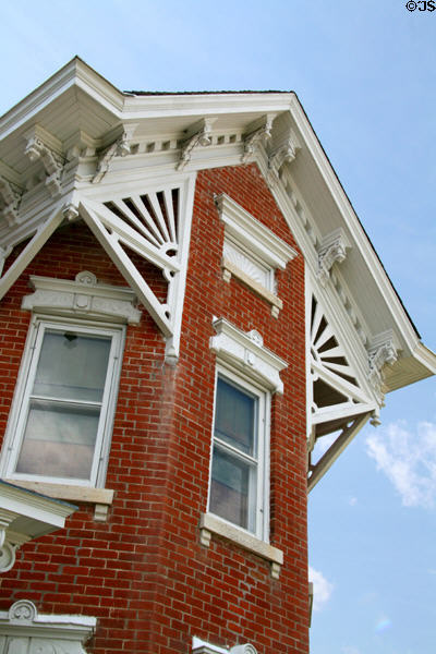 Brackets & brickwork of Mansion on the Hill. Ogallala, NE.