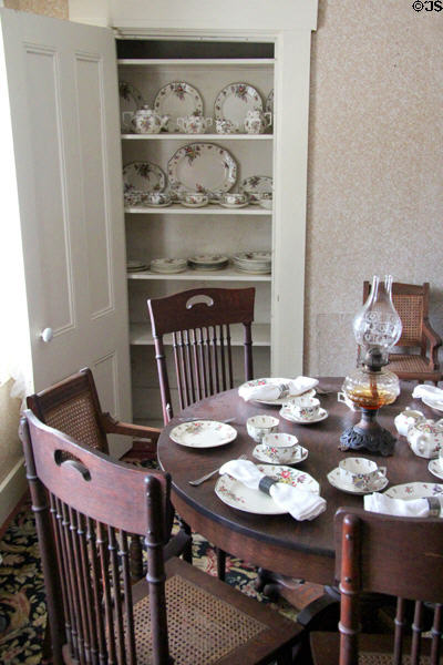 Dining room china at Robert Frost Farm. Derry, NH.