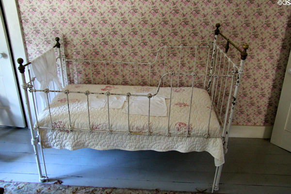 Metal frame crib at Robert Frost Farm. Derry, NH.