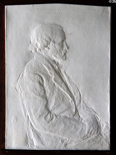 Samuel Gray Ward plaster portrait relief (1881) by Augustus Saint-Gaudens at Saint-Gaudens NHS. Cornish, NH.