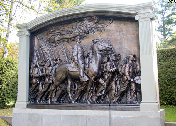Shaw Memorial (1900, cast 1997) by Augustus Saint-Gaudens differs from earlier version in Boston at Saint-Gaudens NHS. Cornish, NH.