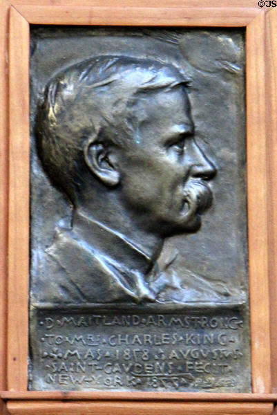 David Maitland Armstrong, painter, bronze portrait relief (1877) by Augustus Saint-Gaudens at Saint-Gaudens NHS. Cornish, NH.