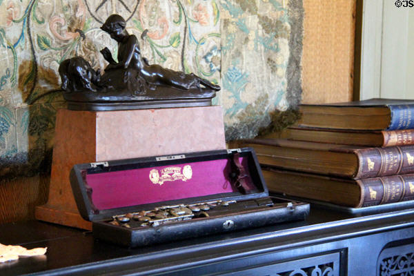 Flute & sculpture atop piano in south parlor of Aspet at Saint-Gaudens NHS. Cornish, NH.