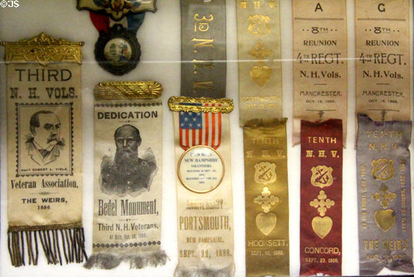 New Hampshire GAR encampment ribbons (1880s) at Woodman Museum. Dover, NH.
