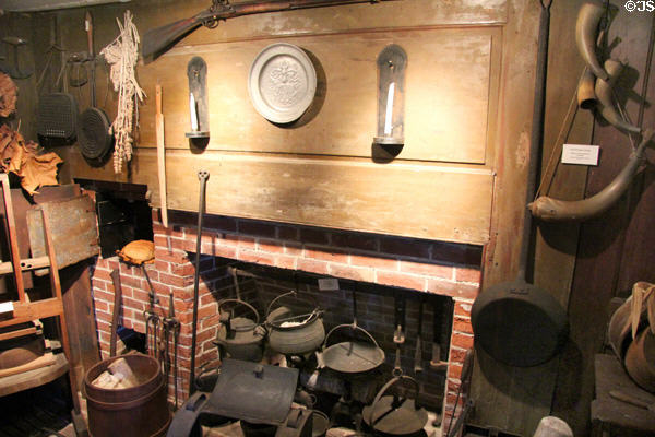 Fireplace in Garrison house at Woodman Museum. Dover, NH.