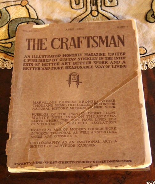 Craftsman magazine (April 1907) by Gustav Stickley featuring Pueblos of Arizona at Stickley Museum at Craftsman Farms. Morris Plains, NJ.