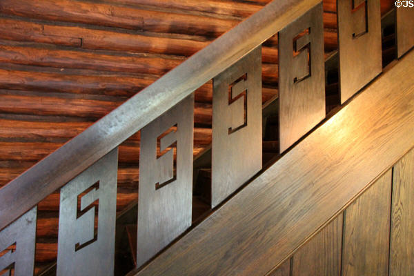 Arts & Crafts staircase banister at Stickley Museum at Craftsman Farms. Morris Plains, NJ.