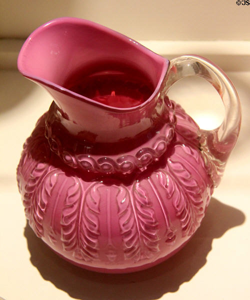 Rose du Barry glass pitcher (c1889) by Northwood Glass Co. of Martin's Ferry, OH at Museum of American Glass. Milville, NJ.