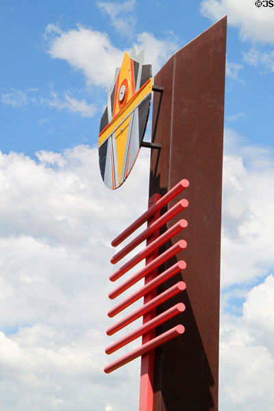 Modern native sculpture on Museum Hill. Santa Fe, NM.