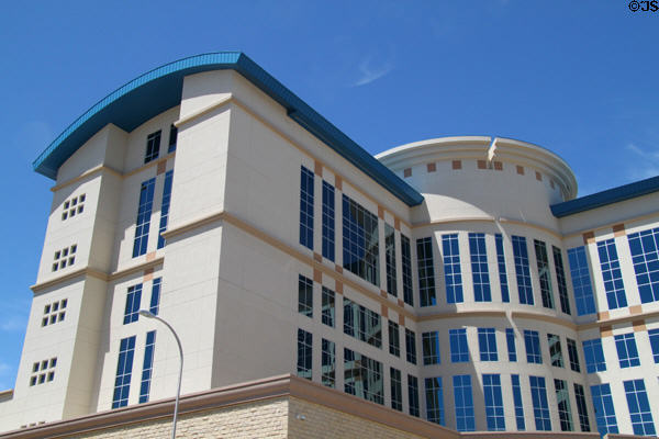 Round center tower of Bernalillo County Courthouse. Albuquerque, NM.