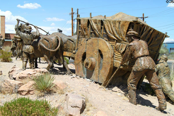 Freeing a wagon detail of La Jornada sculpture at Albuquerque Museum. Albuquerque, NM.