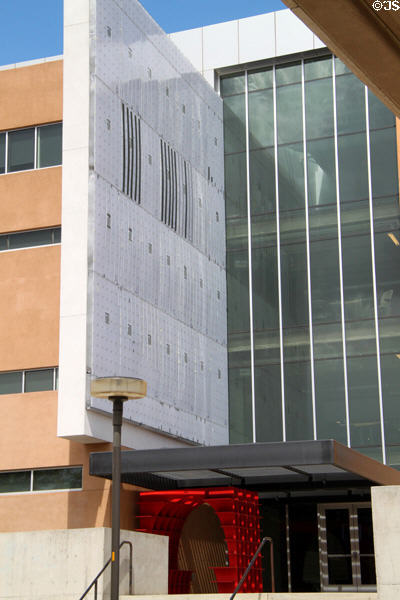 Entrance details of George Pearl Hall at University of New Mexico. Albuquerque, NM.