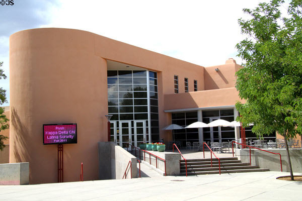 Student Union {1959 & 2004 } at University of New Mexico. Albuquerque, NM. Style: Pueblo Revival. Architect: John Gaw Meem.
