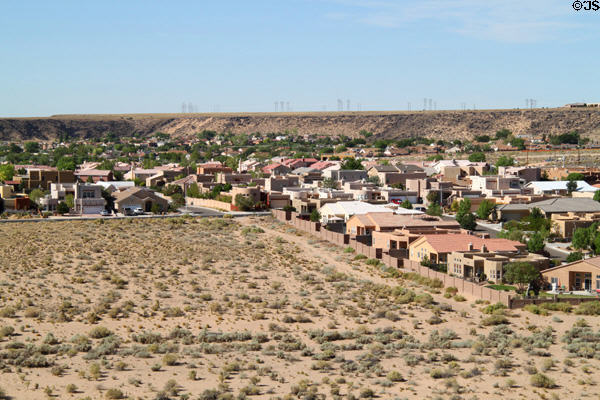 Houses encroaching on Petroglyph National Monument. Albuquerque, NM.