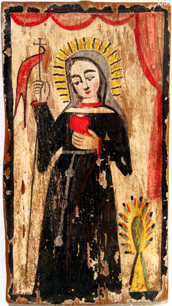St Gertrude retablo by José Rafael Aragón at Harwood Museum of Art. Taos, NM.