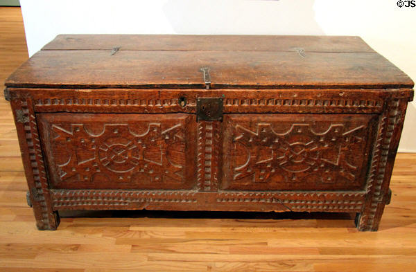 Harinero carved grain chest from northern New Mexico (early 19thC) at Harwood Museum of Art. Taos, NM.