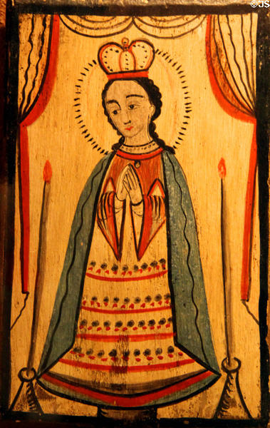 Our Lady of San Juan de los Lagos retablo by José Rafael Aragón at Millicent Rogers Museum. Taos, NM.