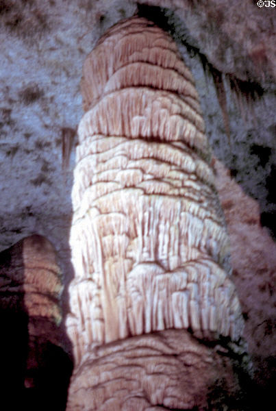 Crystallized column in Carlsbad Caverns National Park. NM.