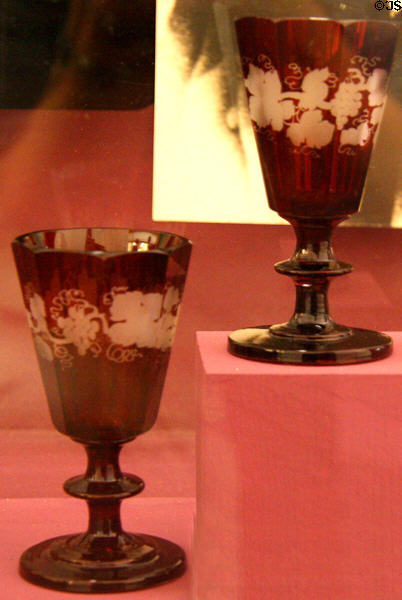 Pair of wine glasses used to toast Nevada's prosperity at old Nevada State Capitol museum. Carson City, NV.