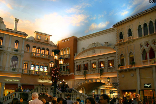 Venetian streetscape replicated inside shopping arcade of The Venetian Hotel. Las Vegas, NV.