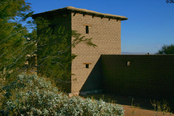 Reconstructed blockhouse of Old Las Vegas Mormon Fort, first settlement in region. Las Vegas, NV.