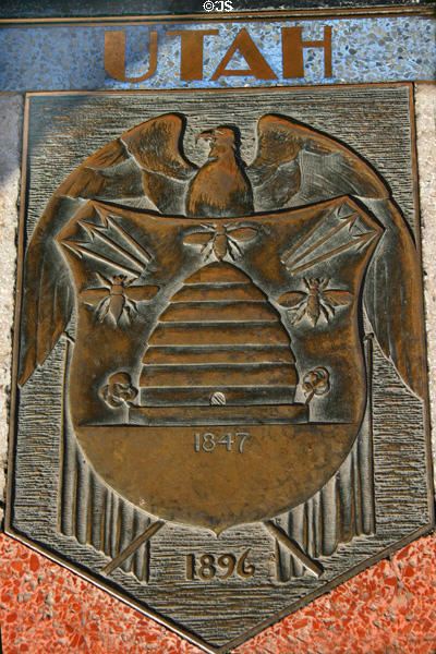 Shields of states participating in Hoover Dam: Utah. Las Vegas, NV.