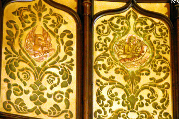 Bull of St Luke & angel of St Matthew in Westminster Presbyterian Church. Buffalo, NY.