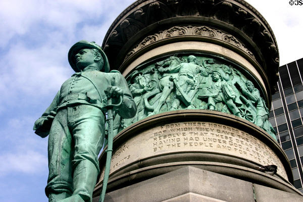 Sculpted soldier & frieze by Caspar Buberl on Civil War Monument. Buffalo, NY.