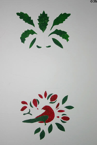 Stenciled bird design on wall of Millard Fillmore House copied from designs of Moses Eaton. East Aurora, NY.
