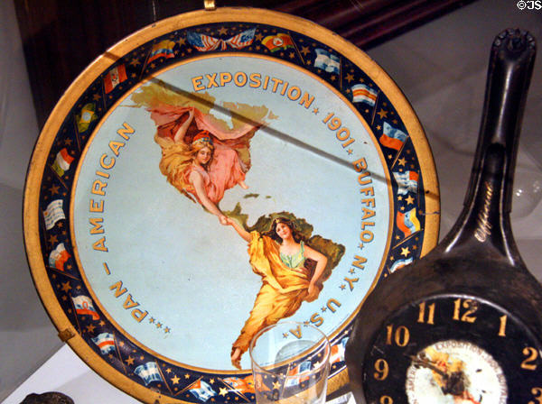 Pan-Am Exposition Official Seal (1899) by Raphael Beck on commemorative plate at Buffalo History Museum (BECHS). Buffalo, NY.