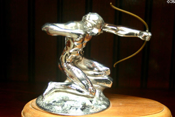 Pierce-Arrow hood ornament of Indian firing bow in Pierce-Arrow Museum. Buffalo, NY.