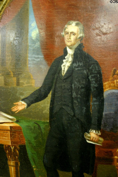 Portrait of Thomas Jefferson on Jefferson engine at FASNY Museum of Firefighting. Hudson, NY.