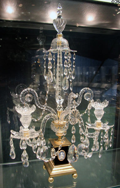 English candelabra on jasperware base (c1785) prob. by Josiah Wedgwood & Sons at Corning Museum of Glass. Corning, NY.