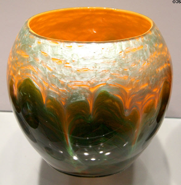 Viennese glass Titania vase (1906) by Leopold Bauer of Johann Loetz Witwe exhibited at 1906 world's fair in Milan at Corning Museum of Glass. Corning, NY.