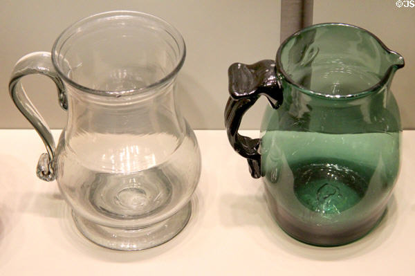 Glass pitchers (1750-1820) from Southern New Jersey at Corning Museum of Glass. Corning, NY.