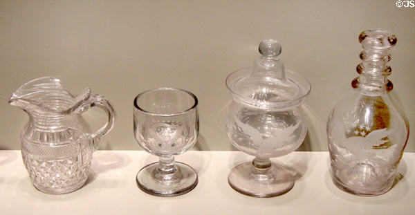 American glass engraved with eagles (1820-65) from Pittsburg, PA at Corning Museum of Glass. Corning, NY.